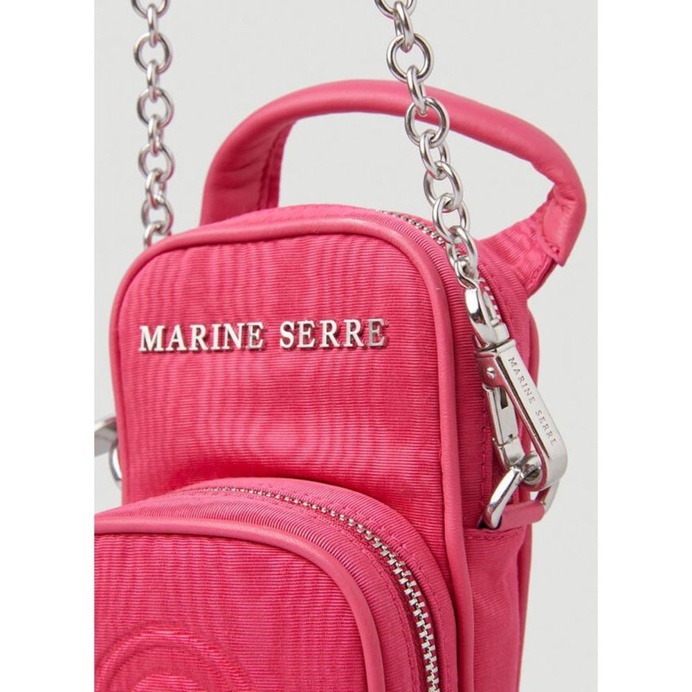 MARINE SERRE Parpaing Moire Shoulder Bag in Pink - Picture 5 of 7